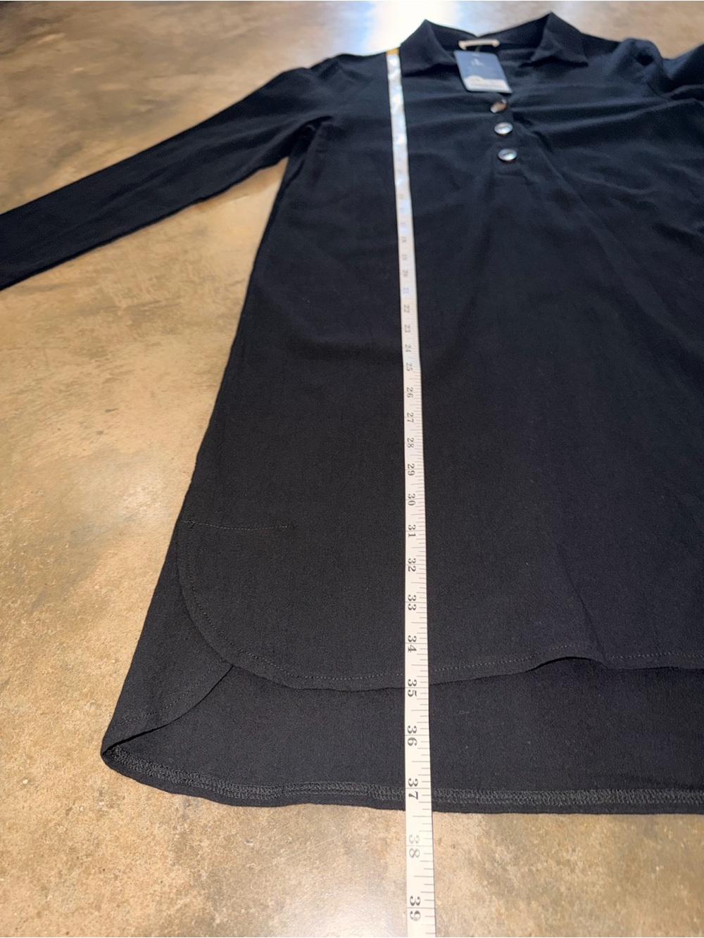 Anna-Kaci Black Collared Tunic Shirt Dress Long Sleeve Size M NWT - Picture 5 of 7